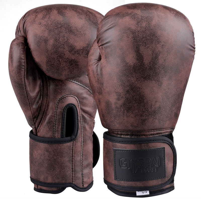 Gants de Boxe Vintage Cuir PU – Boxe Sanda Fitness 8-12oz